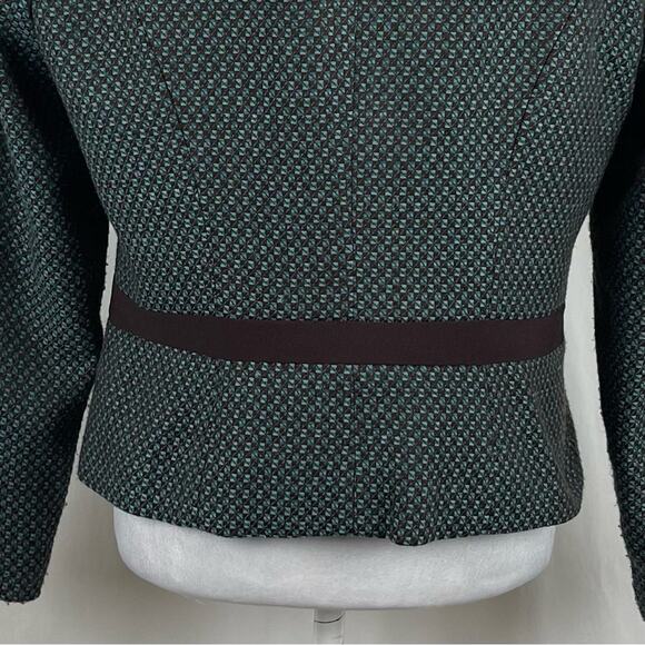 Bentley A. Teal Brown Woven Career Office Tie Closure Jacket Size M - Picture 6 of 12